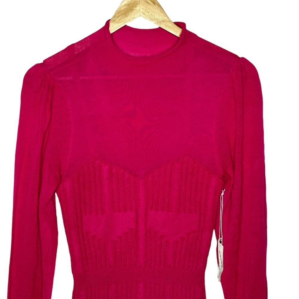 NEW Hot Pink Anthropologie Turtleneck Sweater Dress m - Picture 7 of 16
